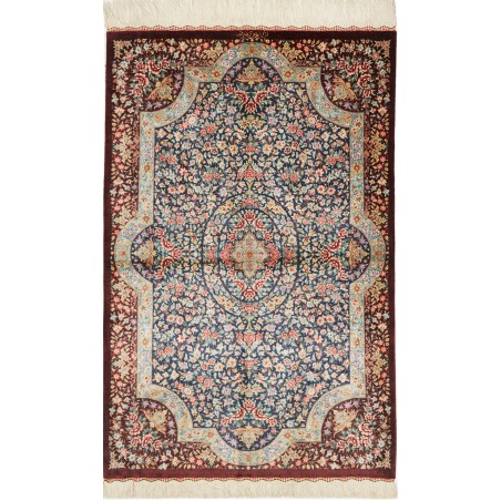 Tappeto Ghom seta Persia marrone grigio 79x121