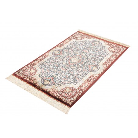 Tappeto Ghom seta Persia marrone grigio 79x121