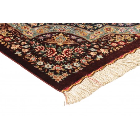 Tappeto Ghom seta Persia marrone grigio 79x121