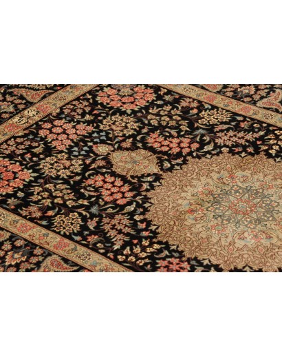 Tappeto Ghom seta Persia marrone 78x124