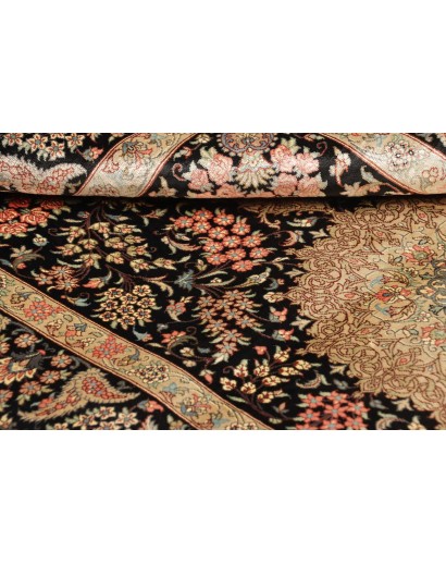 Tappeto Ghom seta Persia marrone 78x124