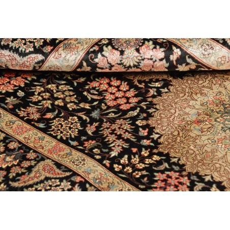 Tappeto Ghom seta Persia marrone 78x124
