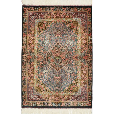 Tappeto Ghom seta Persia bianco marrone 81x117