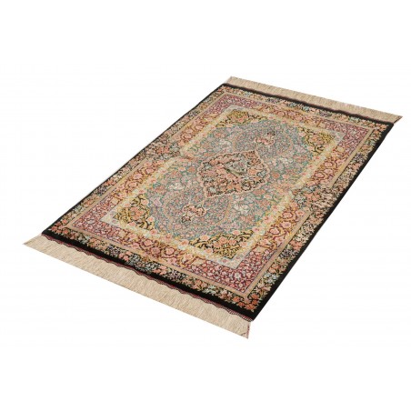 Tappeto Ghom seta Persia bianco marrone 81x117