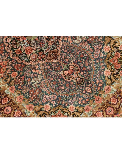 Tappeto Ghom seta Persia bianco marrone 81x117