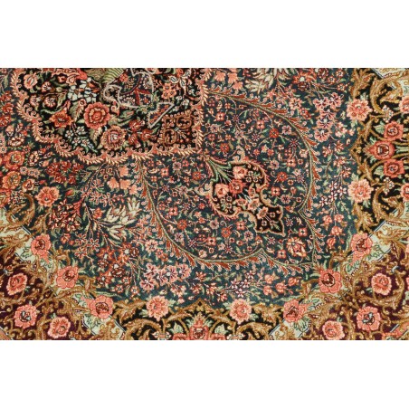 Tappeto Ghom seta Persia bianco marrone 81x117