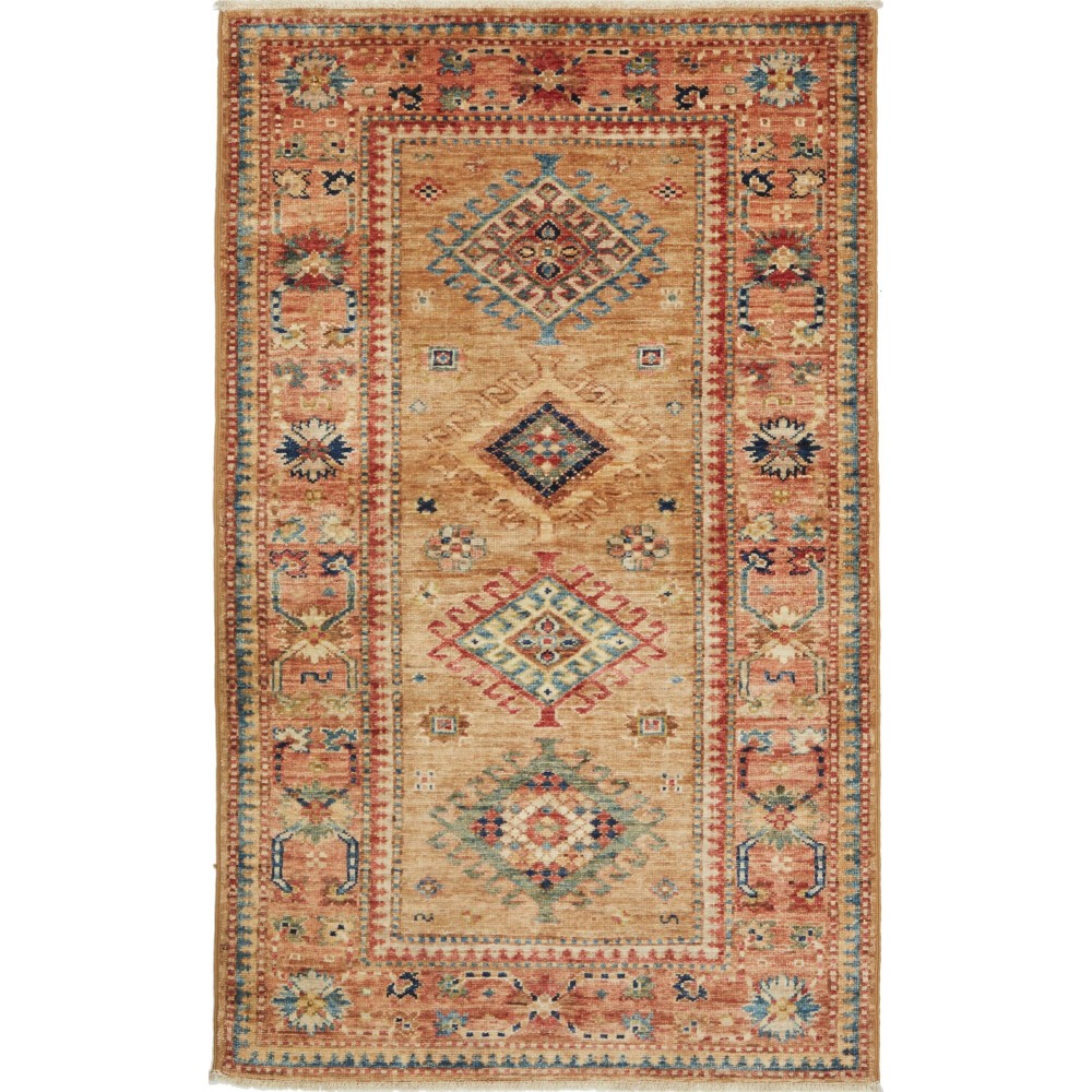 Tappeto Kazak Fine Pakistan marrone bianco 79x129