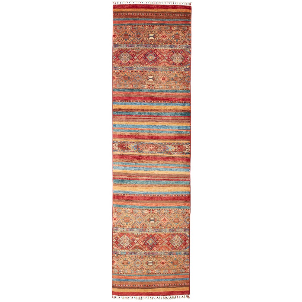 Tappeto Samarkand Pakistan marrone bianco 80x304 Tappeto Samarkand Pakistan marrone bianco 80x304