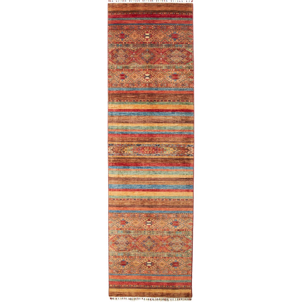 Tappeto Samarkand Pakistan rosso azzurro 88x302 Tappeto Samarkand Pakistan rosso azzurro 88x302
