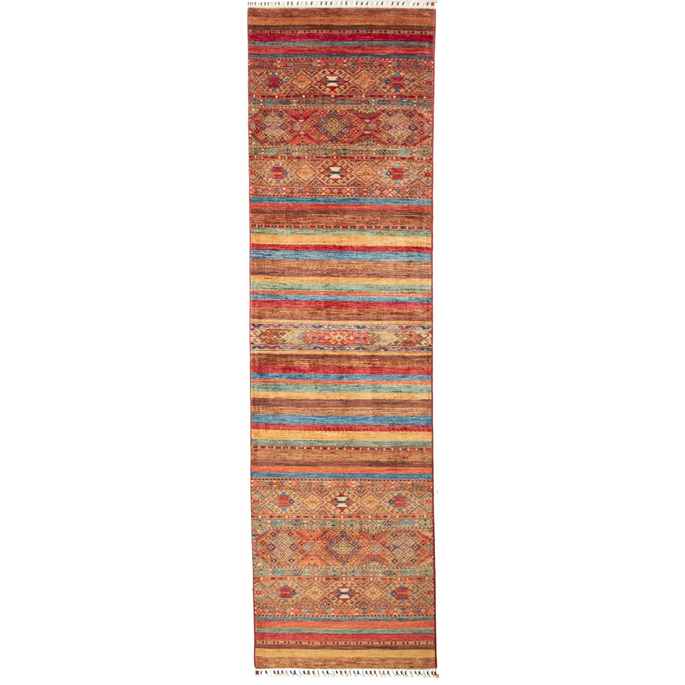 Tappeto Samarkand Pakistan rosso grigio 81x302 Tappeto Samarkand Pakistan rosso grigio 81x302