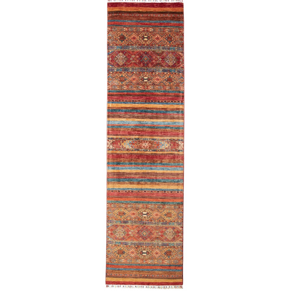 Tappeto Samarkand Pakistan rosso grigio 82x294 Tappeto Samarkand Pakistan rosso grigio 82x294