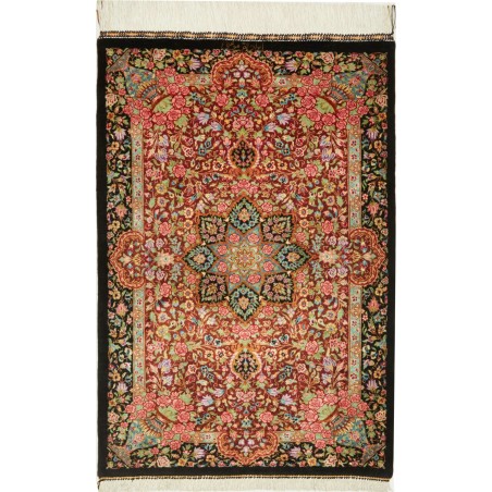Tappeto Ghom seta Persia rosso blu 61x91