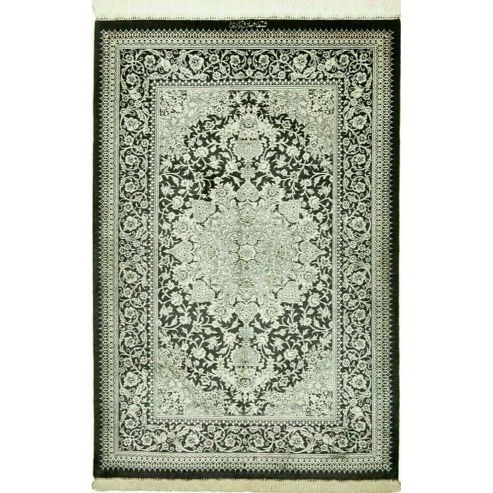 Tappeto Ghom seta Persia beige bianco 78x119 Tappeto Ghom seta Persia beige bianco 78x119