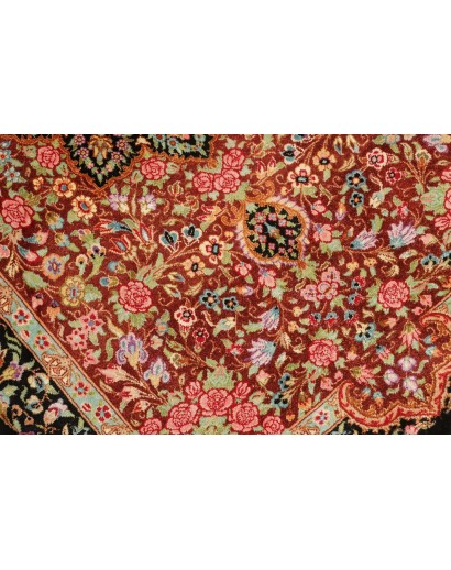 Tappeto Ghom seta Persia rosso blu 61x91