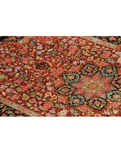Tappeto Ghom seta Persia rosso blu 61x91