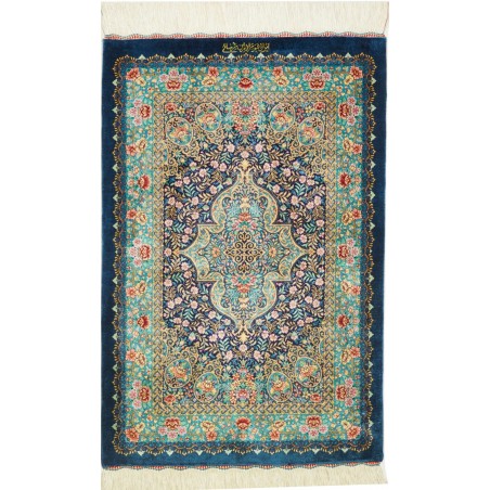 Tappeto Ghom seta Persia marrone verde 58x87
