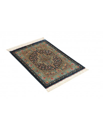 Tappeto Ghom seta Persia marrone verde 58x87