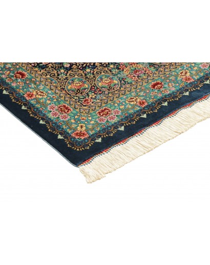 Tappeto Ghom seta Persia marrone verde 58x87