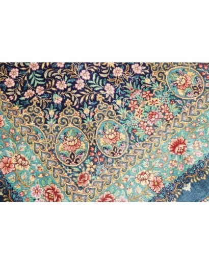 Tappeto Ghom seta Persia marrone verde 58x87