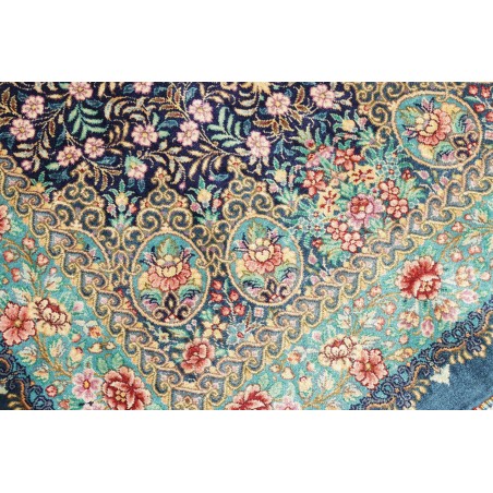 Tappeto Ghom seta Persia marrone verde 58x87