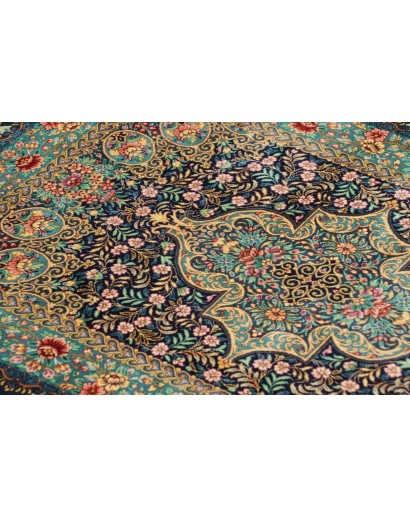 Tappeto Ghom seta Persia marrone verde 58x87