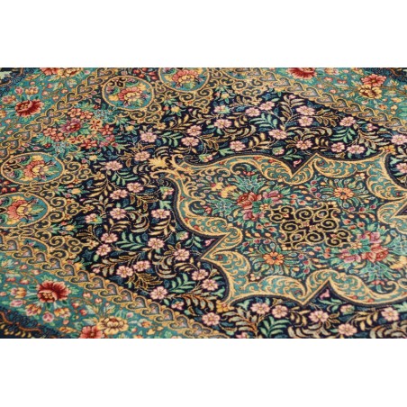 Tappeto Ghom seta Persia marrone verde 58x87