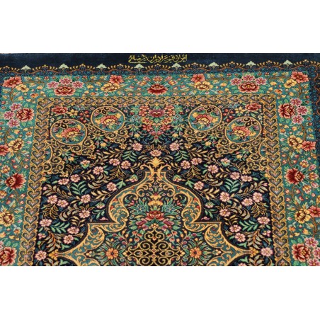 Tappeto Ghom seta Persia marrone verde 58x87