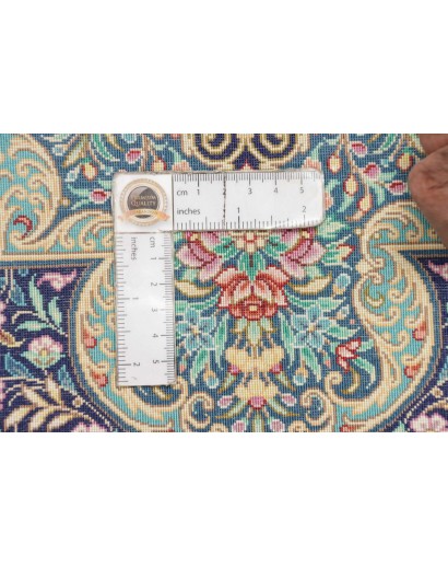 Tappeto Ghom seta Persia marrone verde 58x87