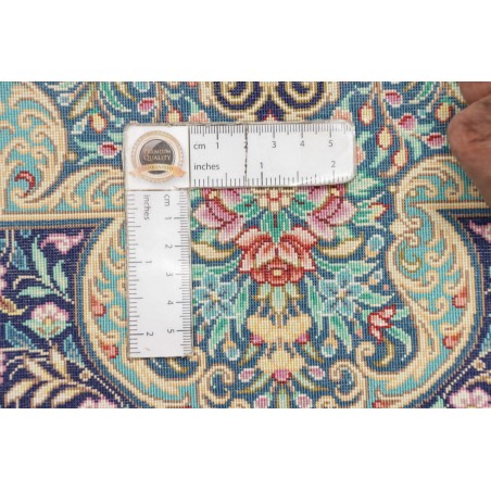 Tappeto Ghom seta Persia marrone verde 58x87