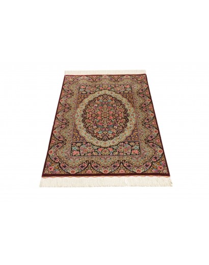 Tappeto Ghom seta Persia marrone 78x118