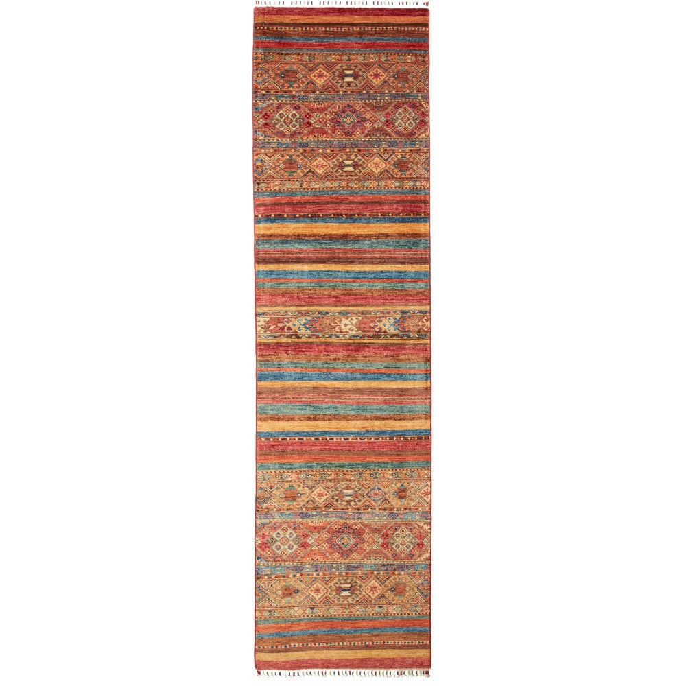 Tappeto Samarkand Pakistan rosso grigio 80x307 Tappeto Samarkand Pakistan rosso grigio 80x307