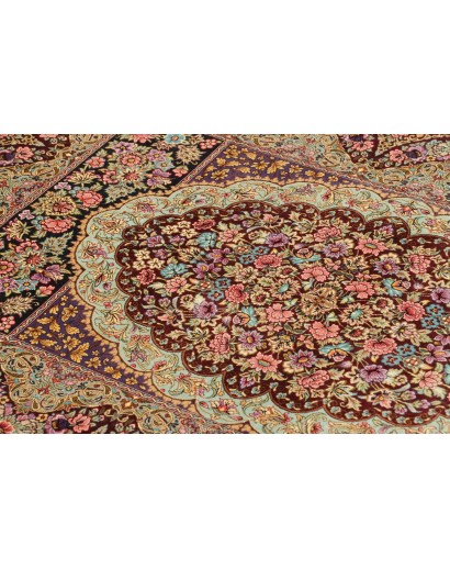 Tappeto Ghom seta Persia marrone 78x118