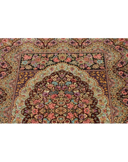 Tappeto Ghom seta Persia marrone 78x118