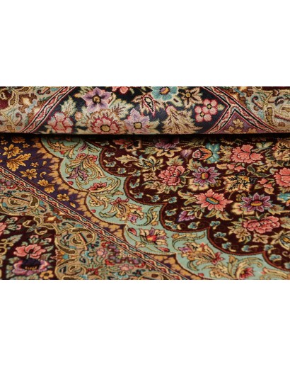 Tappeto Ghom seta Persia marrone 78x118