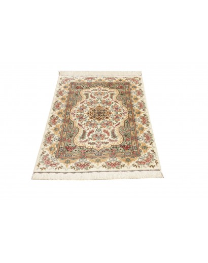 Tappeto Ghom seta Persia beige bianco 78x117