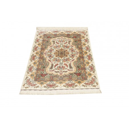 Tappeto Ghom seta Persia beige bianco 78x117