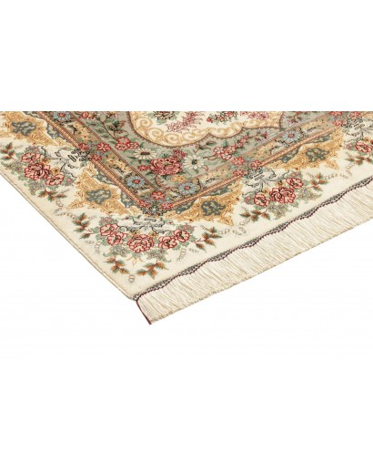Tappeto Ghom seta Persia beige bianco 78x117