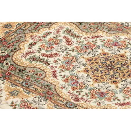 Tappeto Ghom seta Persia beige bianco 78x117