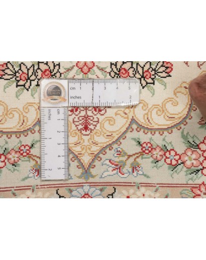 Tappeto Ghom seta Persia beige bianco 78x117