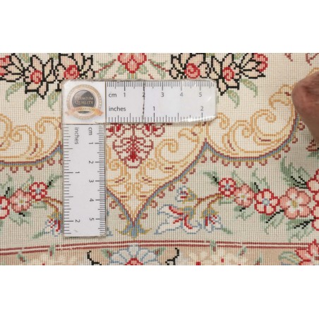 Tappeto Ghom seta Persia beige bianco 78x117