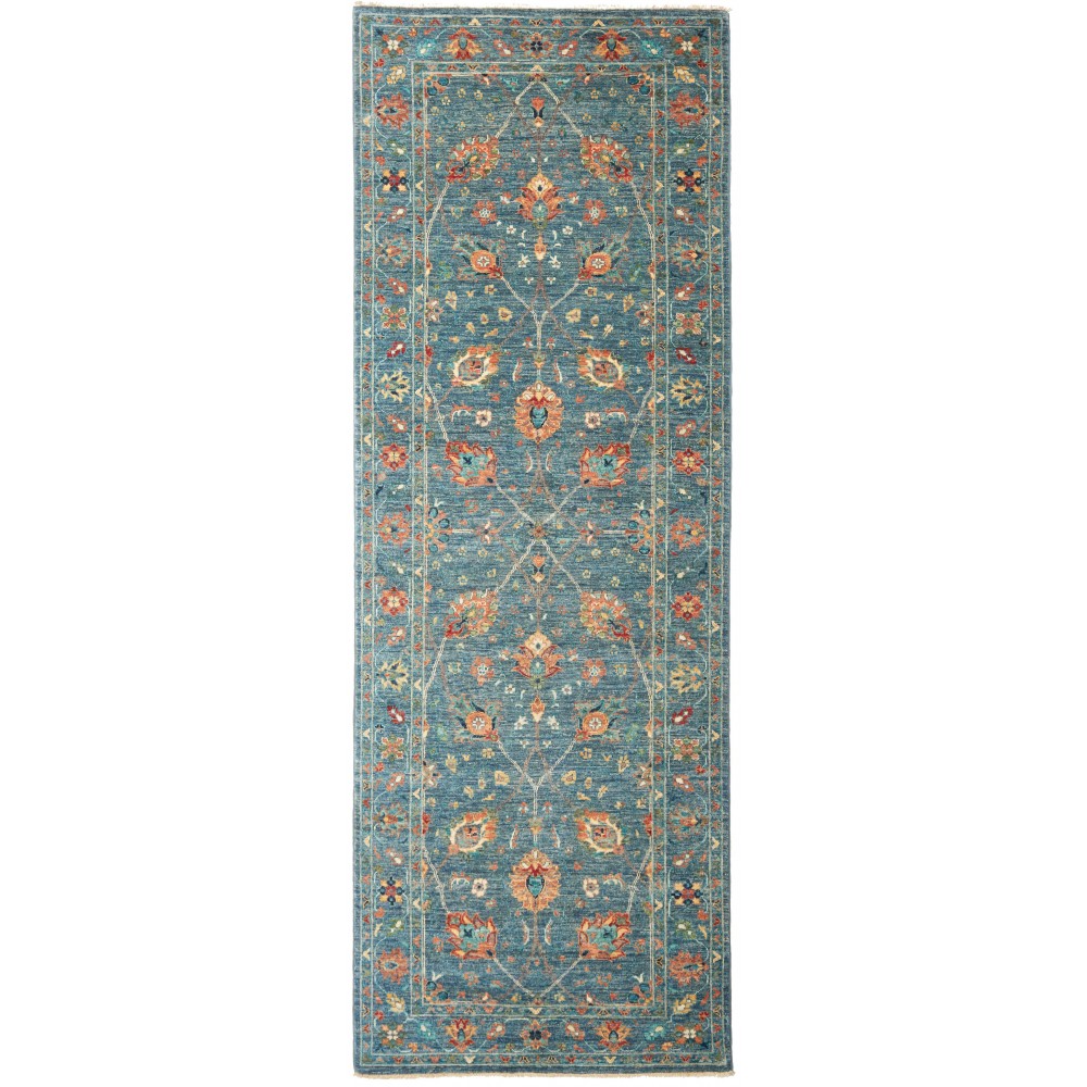 Tappeto Shahi Fine Pakistan bianco azzurro 90x252 Tappeto Shahi Fine Pakistan bianco azzurro 90x252