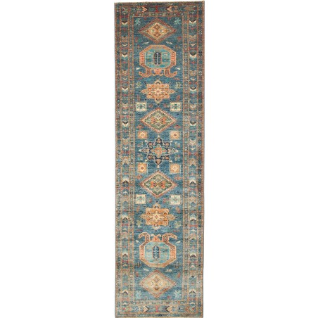 Tappeto Kazak Fine Pakistan bianco azzurro 85x300