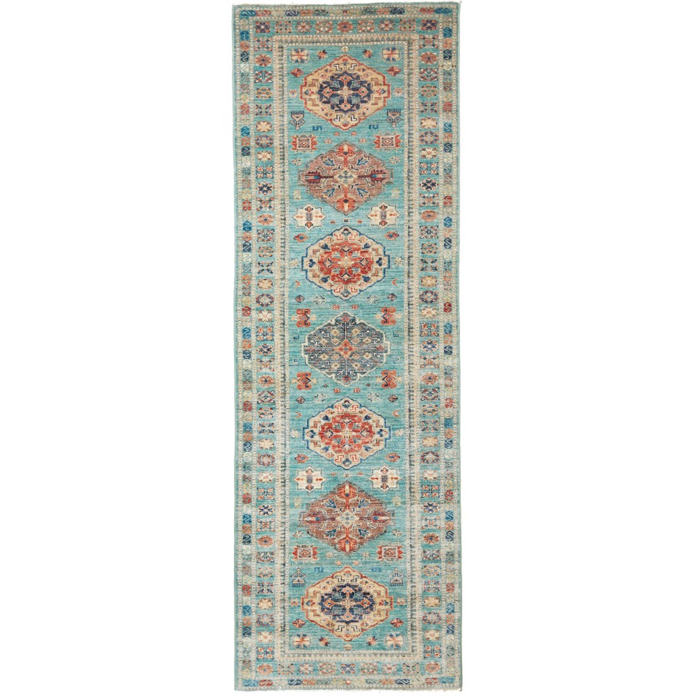Tappeto Kazak Fine Pakistan azzurro 83x250 Tappeto Kazak Fine Pakistan azzurro 83x250