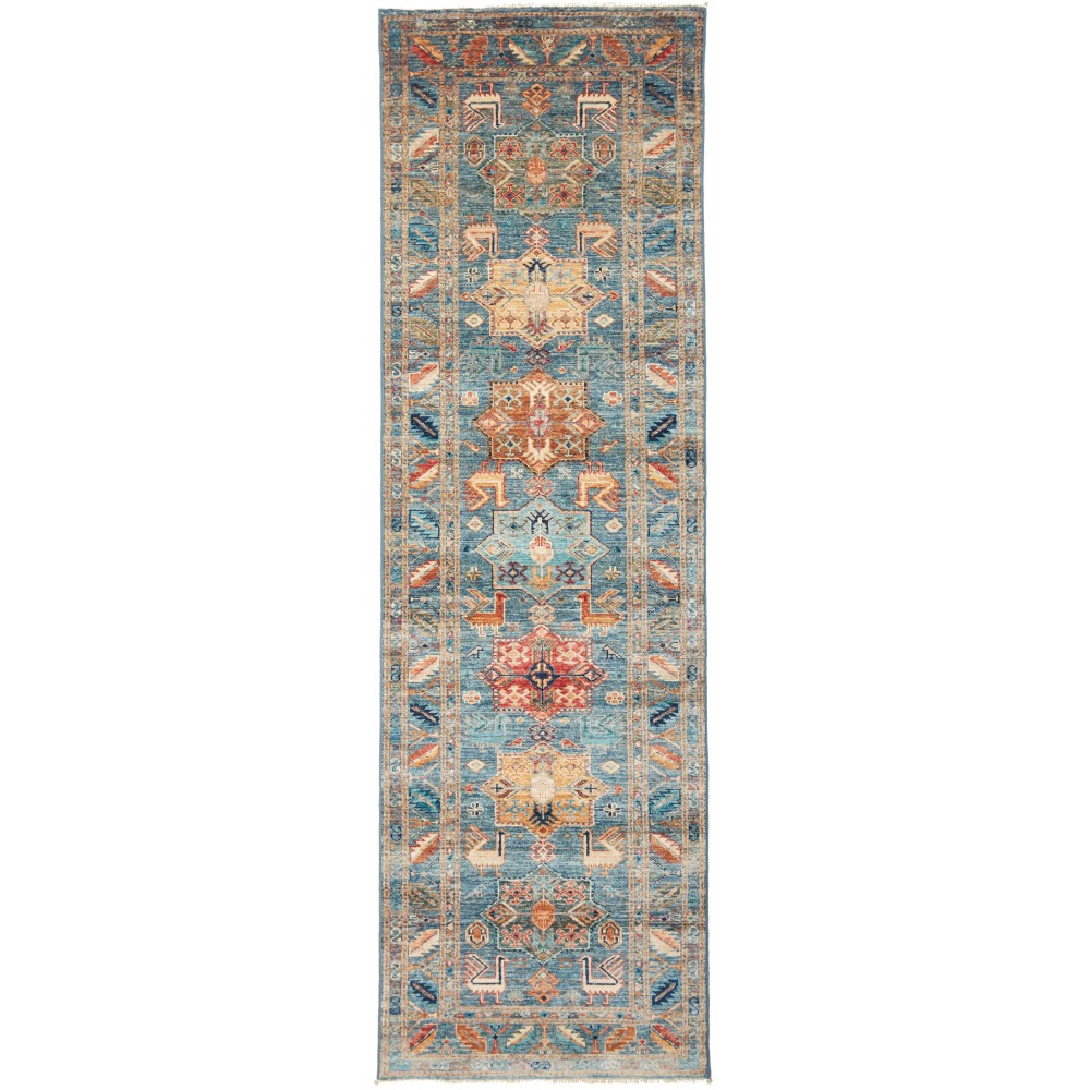 Tappeto Kazak Fine Pakistan marrone grigio 79x257 Tappeto Kazak Fine Pakistan marrone grigio 79x257