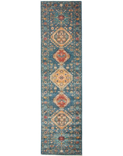 Tappeto Tribal Pakistan azzurro bianco 80x298