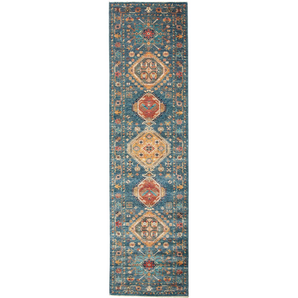 Tappeto Tribal Pakistan azzurro bianco 80x298 Tappeto Tribal Pakistan azzurro bianco 80x298