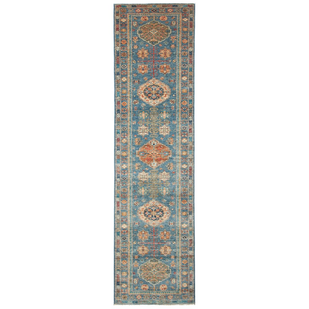 Tappeto Kazak Fine Pakistan bianco marrone 79x301 Tappeto Kazak Fine Pakistan bianco marrone 79x301