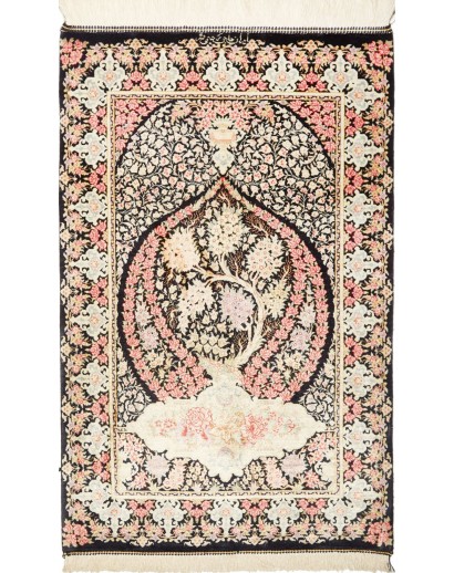 Tappeto Ghom seta Persia grigio marrone 57x88