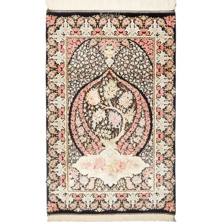Tappeto Ghom seta Persia grigio marrone 57x88