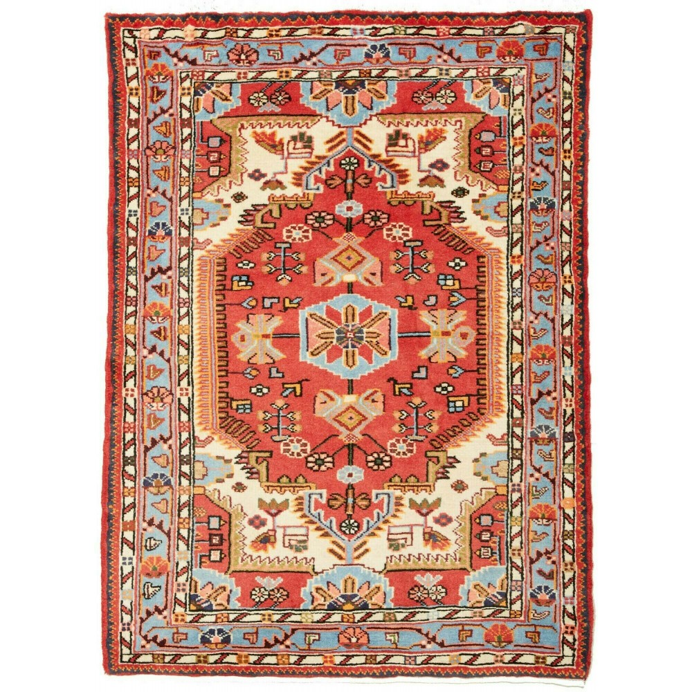 Tappeto Hamadan Persia rosso bianco 91x125